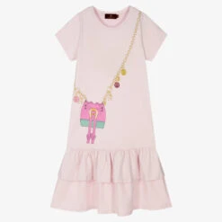AIGNER Teen Girls Pink Cotton Crossbody Bag Dress