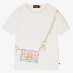 AIGNER Teen Girls White Bag Print T-Shirt