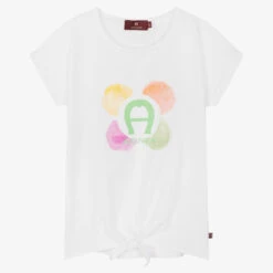 AIGNER Teen Girls White Tie-Up T-Shirt