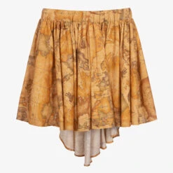 Alviero Martini Teen Girls Dark Beige Geo Map Skirt