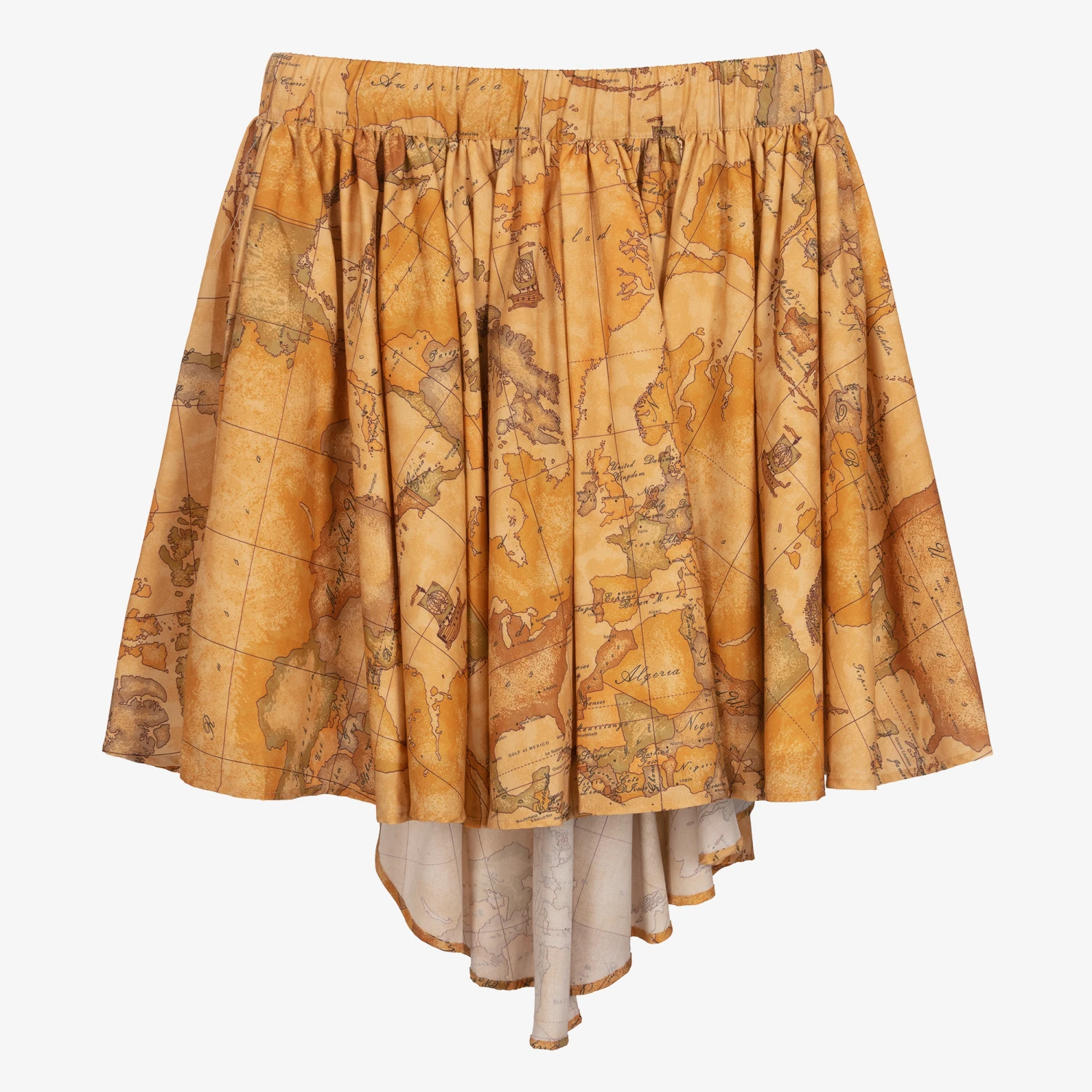 Alviero Martini Teen Girls Dark Beige Geo Map Skirt 1 Alviero Martini Teen Girls Dark Beige Geo Map Skirt