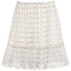 Alviero Martini Teen Ivory Geo Map Logo Skirt