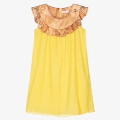 Alviero Martini Teen Yellow Geo Map Dress