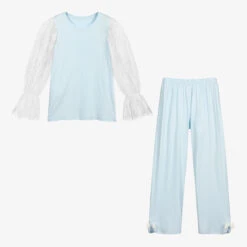 AMIKI Children Teen Blue Modal & Lace Pyjamas