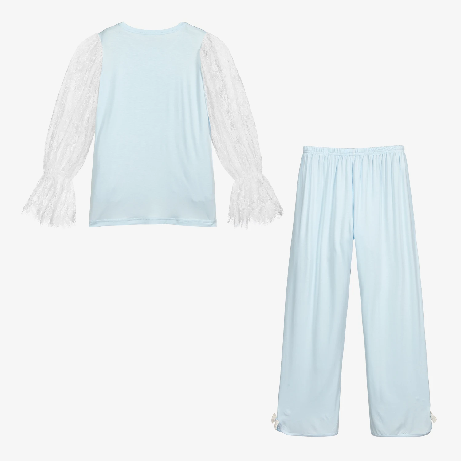 AMIKI Children Teen Blue Modal & Lace Pyjamas 2 AMIKI Children Teen Blue Modal & Lace Pyjamas - Image 2
