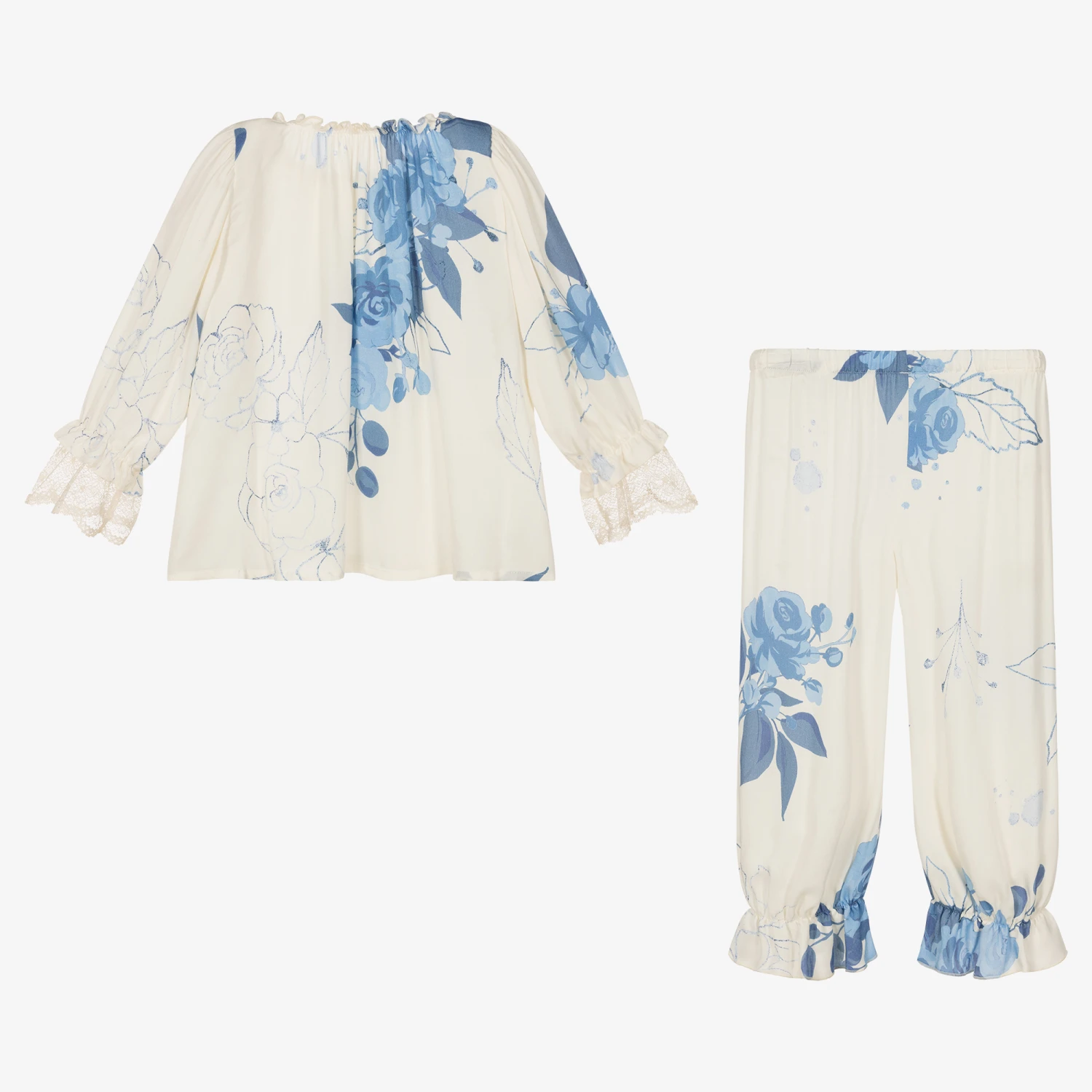 AMIKI Children Teen Girls Ivory Rose Pyjamas 2 AMIKI Children Teen Girls Ivory Rose Pyjamas - Image 2