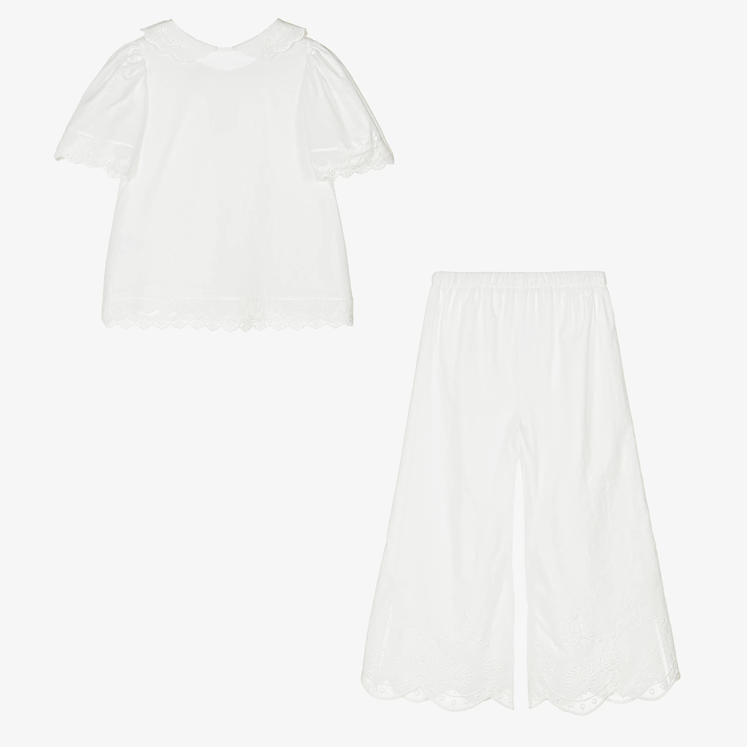 AMIKI Children Teen Girls White Broderie Anglaise Pyjamas 3 AMIKI Children Teen Girls White Broderie Anglaise Pyjamas - Image 3