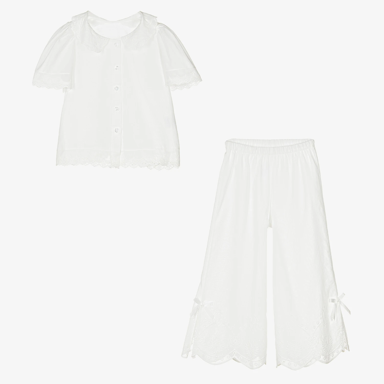 AMIKI Children Teen Girls White Broderie Anglaise Pyjamas 1 AMIKI Children Teen Girls White Broderie Anglaise Pyjamas