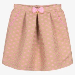 Angel's Face Teen Girls Beige & Pink Hearts Skirt