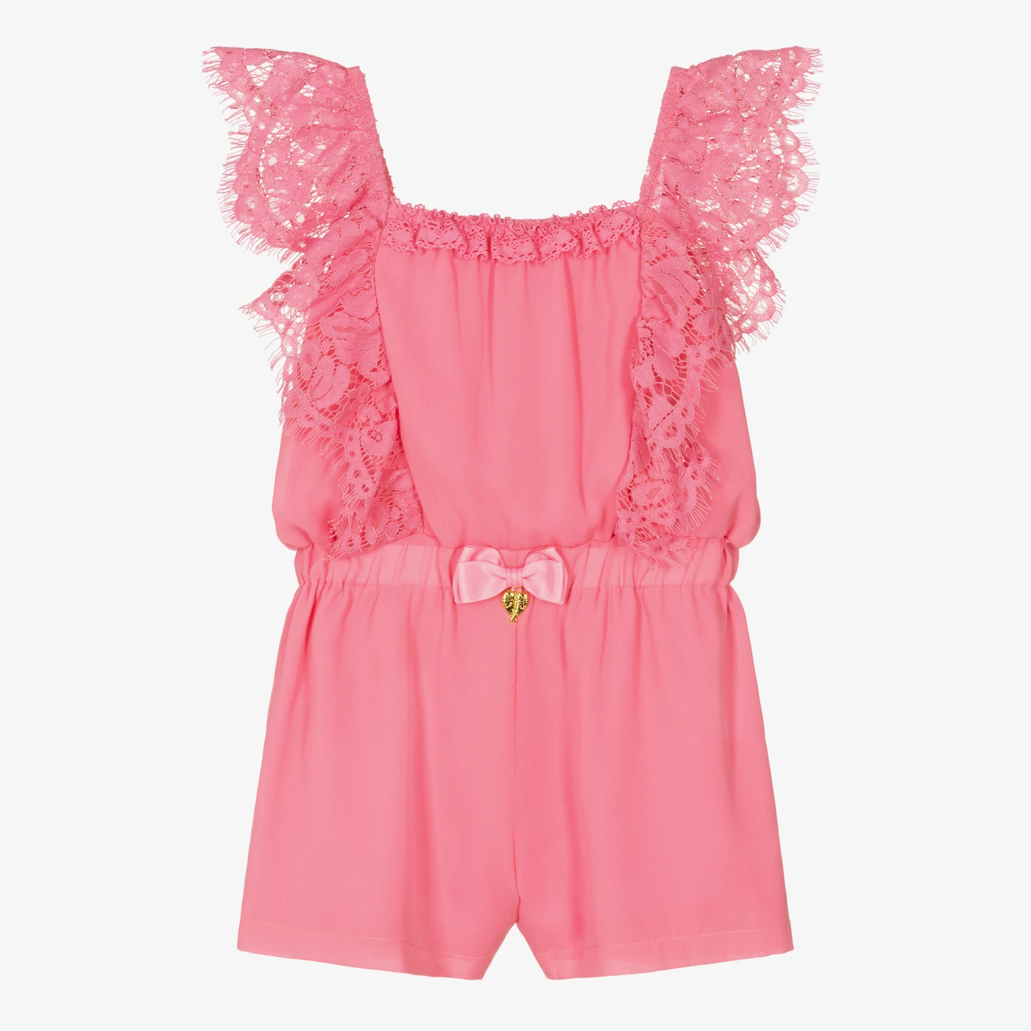 Angel's Face Teen Girls Pink Crêpe & Lace Playsuit 1 Angel's Face Teen Girls Pink Crêpe & Lace Playsuit