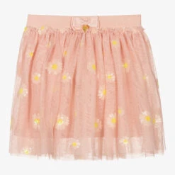 Angel's Face Teen Girls Pink Daisies Tulle Skirt