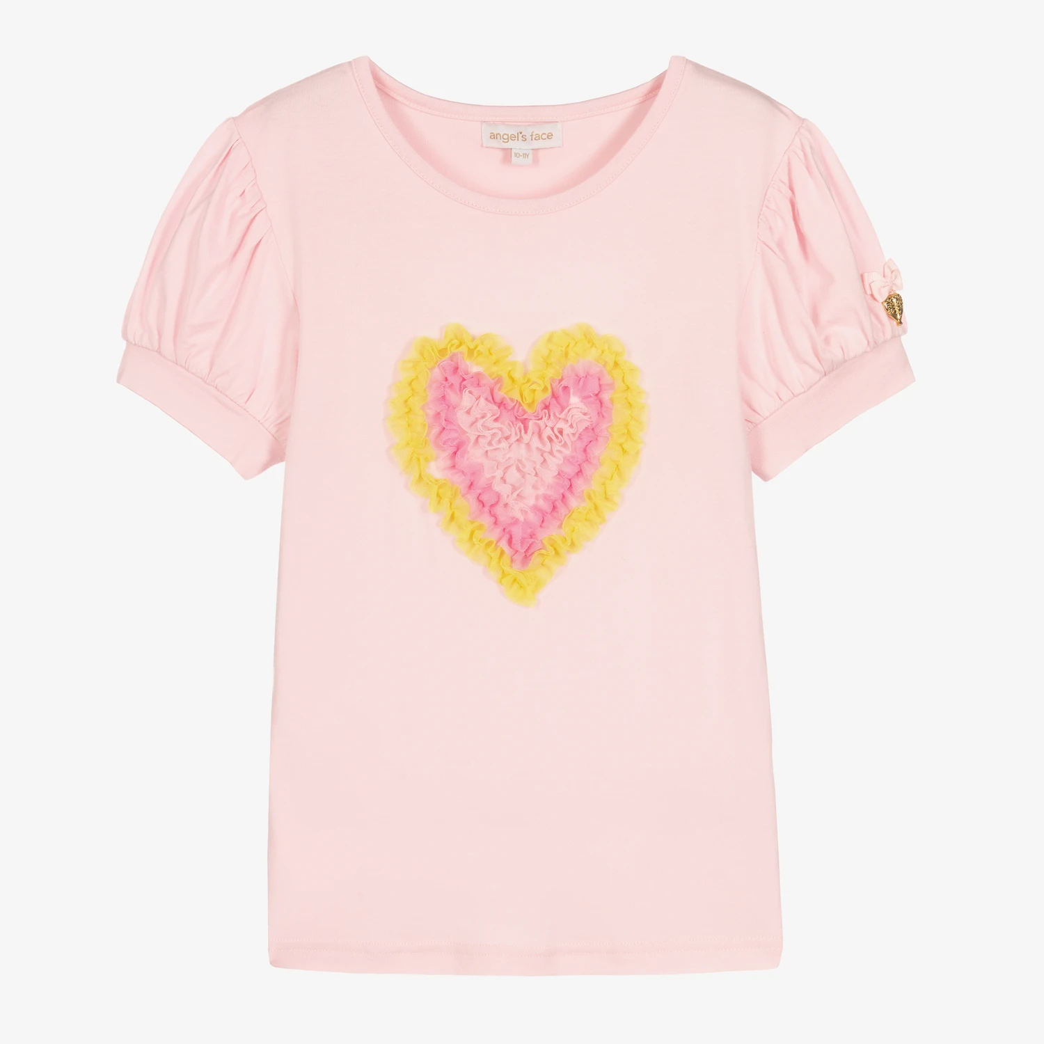 Angel's Face Teen Girls Pink Tulle Heart T-Shirt 1 Angel's Face Teen Girls Pink Tulle Heart T-Shirt