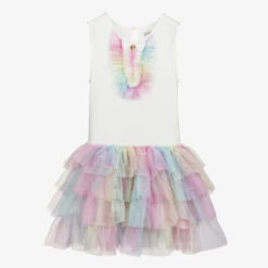 Angel's Face Teen Girls Rainbow Tulle Dress