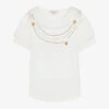 Angel's Face Teen Girls White Diamanté Charms T-Shirt