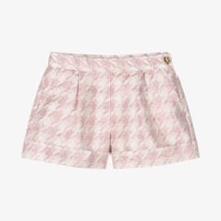 Angel's Face Teen Girls White & Pink Jacquard Shorts