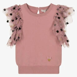 Angel's Face Teen Pink Tulle Sleeves Top