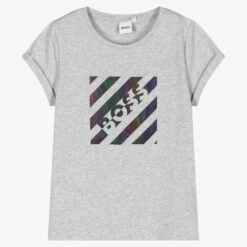 BOSS Teen Girls Grey Logo T-Shirt