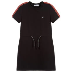 Calvin Klein Jeans Teen Black Logo Tape Dress