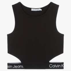 Calvin Klein Jeans Teen Black Logo Tape Top