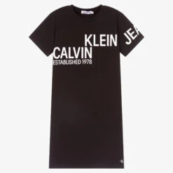 Calvin Klein Jeans Teen Black & White Logo Dress