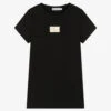 Calvin Klein Jeans Teen Girls Black Cotton Ribbed T-Shirt