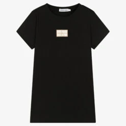 Calvin Klein Jeans Teen Girls Black Cotton Ribbed T-Shirt