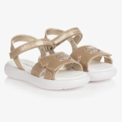 Calvin Klein Jeans Teen Girls Gold & Glitter Velcro Sandals