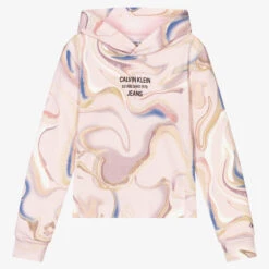Calvin Klein Jeans Teen Pink Cropped Logo Hoodie