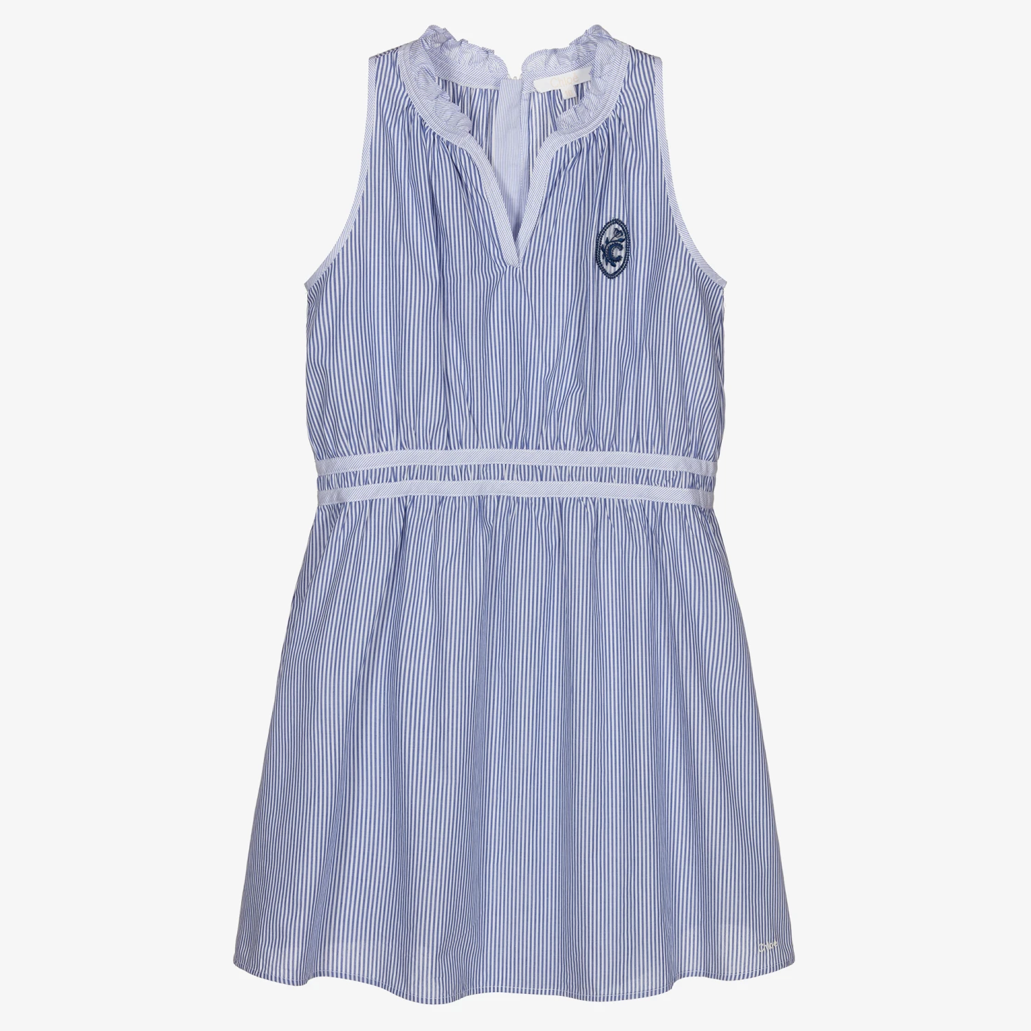 Chloé Teen Blue & White Cotton Dress 1 Chloé Teen Blue & White Cotton Dress