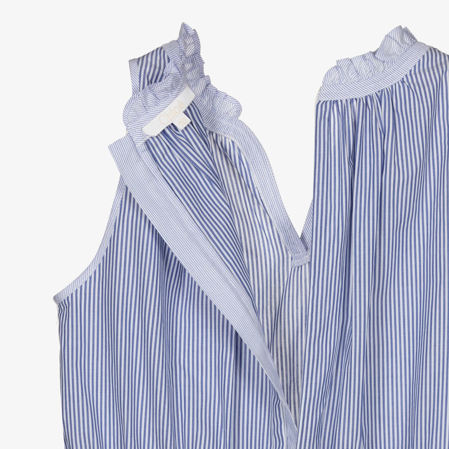 Chloé Teen Blue & White Cotton Dress 4 Chloé Teen Blue & White Cotton Dress - Image 4