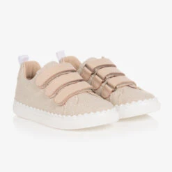 Chloé Teen Girls Beige Woven Canvas Trainers