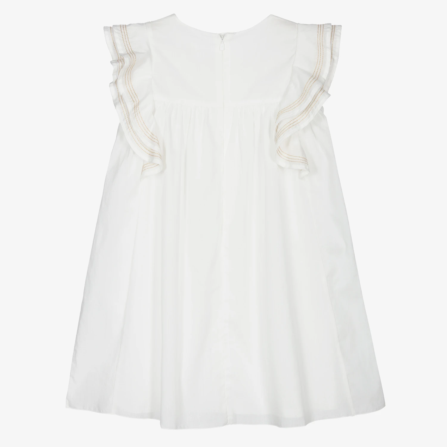 Chloé Teen Girls Ivory Cotton Dress 2 Chloé Teen Girls Ivory Cotton Dress - Image 2