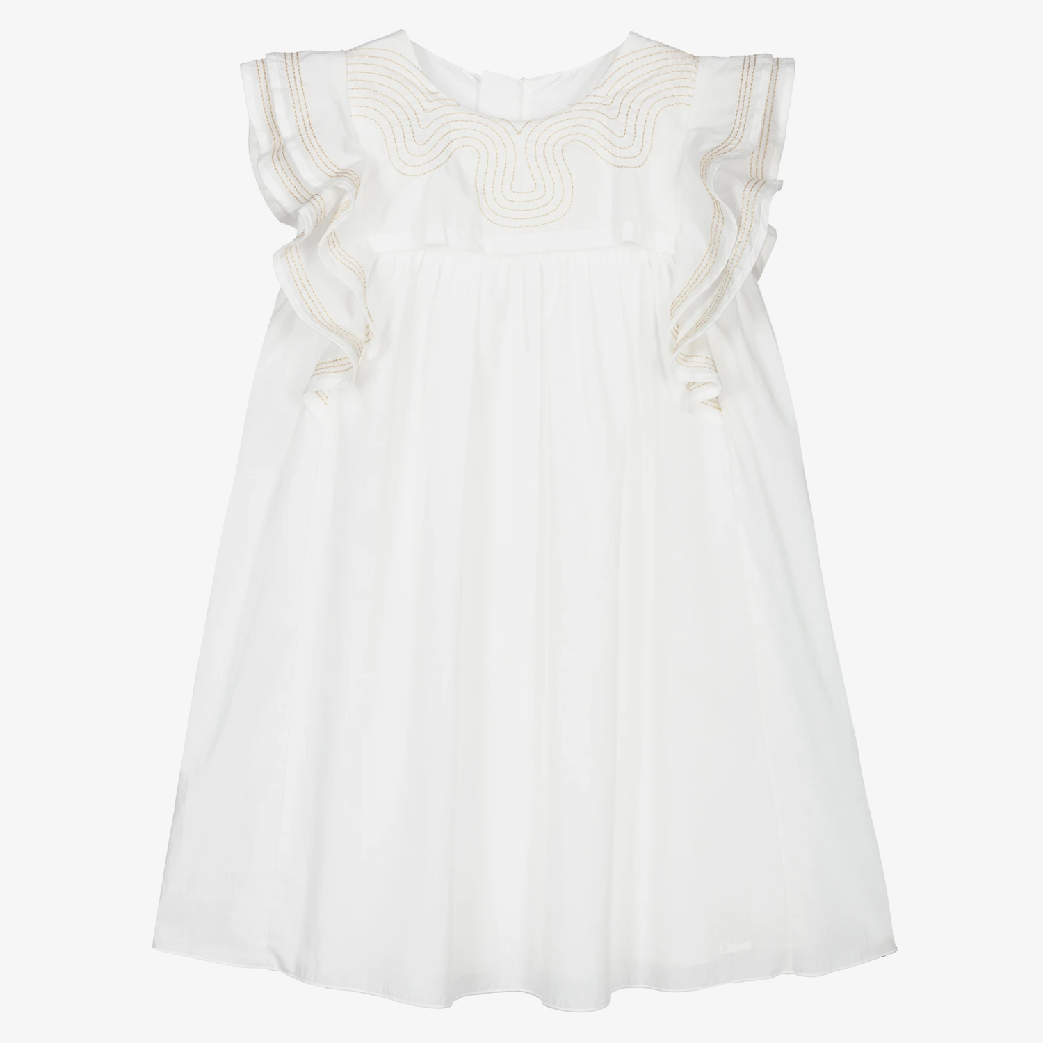 Chloé Teen Girls Ivory Cotton Dress 1 Chloé Teen Girls Ivory Cotton Dress