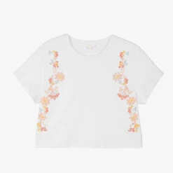 Chloé Teen Girls Ivory Cotton Floral T-Shirt