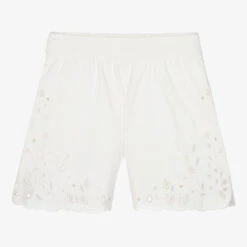 Chloé Teen Girls Ivory Embroidered Shorts