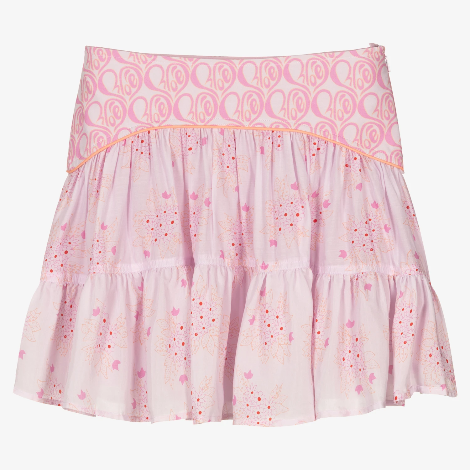 Chloé Teen Girls Pink Floral Skirt 1 Chloé Teen Girls Pink Floral Skirt