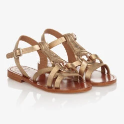 Chloé Teen Gold Leather Sandals