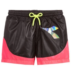 Diadora Teen Black & Pink Logo Shorts