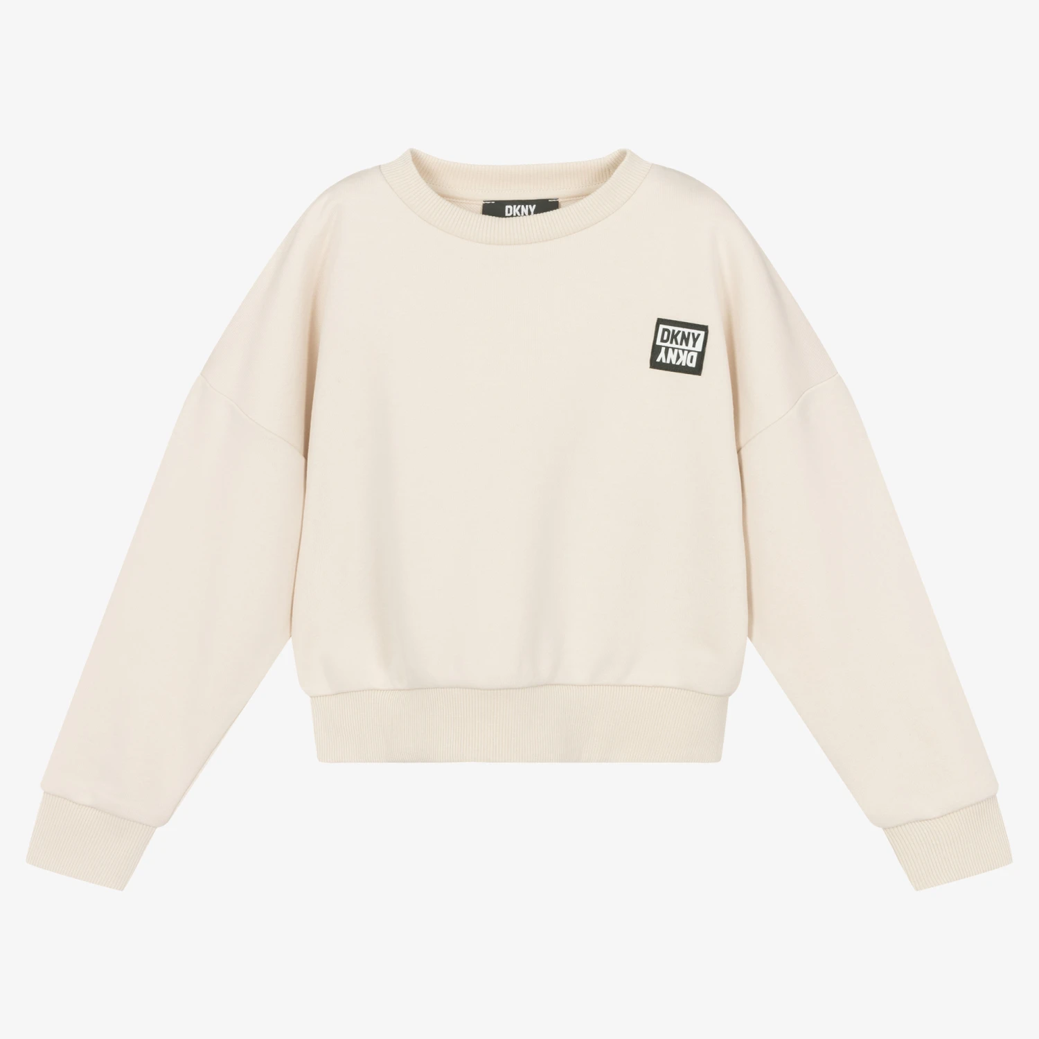 DKNY Teen Girls Beige Cotton Logo Sweatshirt 1 DKNY Teen Girls Beige Cotton Logo Sweatshirt