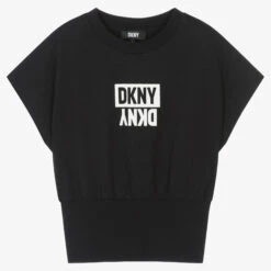 DKNY Teen Girls Black Cotton Logo T-Shirt