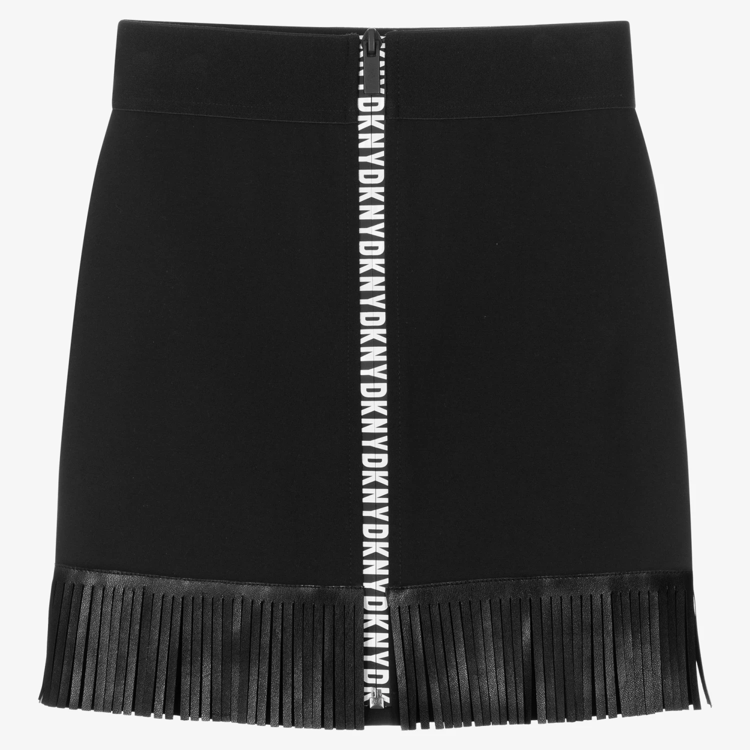 DKNY Teen Girls Black Logo Fringed Skirt 1 DKNY Teen Girls Black Logo Fringed Skirt