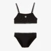 DKNY Teen Girls Black Ribbed Logo Bikini