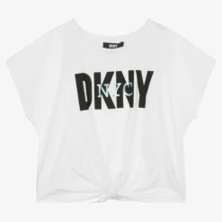 DKNY Teen Girls White Cropped T-Shirt