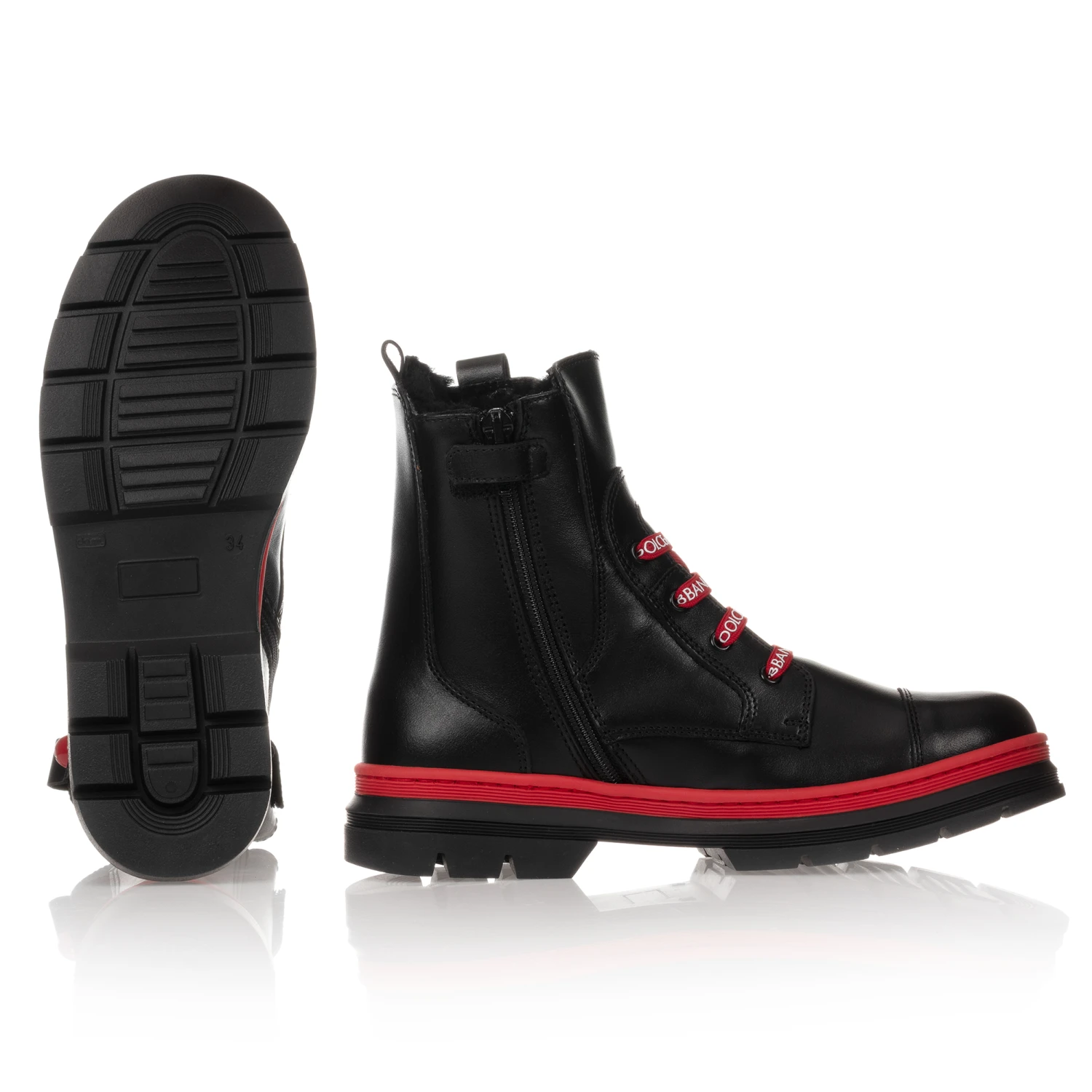 Dolce & Gabbana Teen Black & Red Logo Boots 3 Dolce & Gabbana Teen Black & Red Logo Boots - Image 3