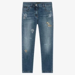 Dolce & Gabbana Teen Girls Blue Denim Jewelled Jeans