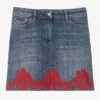 Dolce & Gabbana Teen Girls Blue Denim & Red Lace Skirt