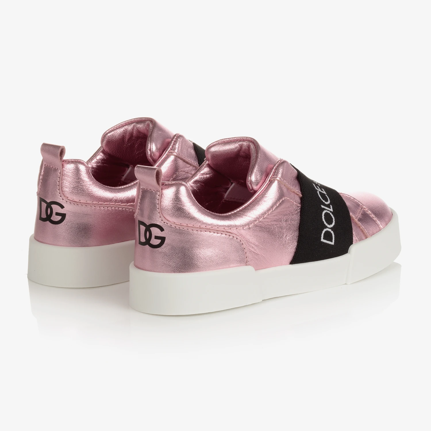 Dolce & Gabbana Teen Girls Metallic Pink Logo Trainers 2 Dolce & Gabbana Teen Girls Metallic Pink Logo Trainers - Image 2