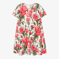 Dolce & Gabbana Teen Girls White Carnation Dress