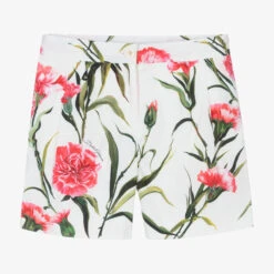 Dolce & Gabbana Teen Girls White Carnation Print Shorts