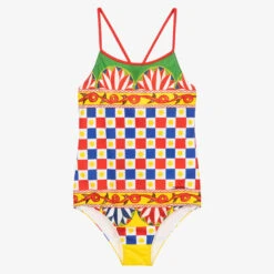 Dolce & Gabbana Teen Yellow Carreto Swimsuit